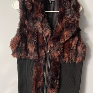 Ashley By 26 International Faux Fur Vest - Black and Brown
